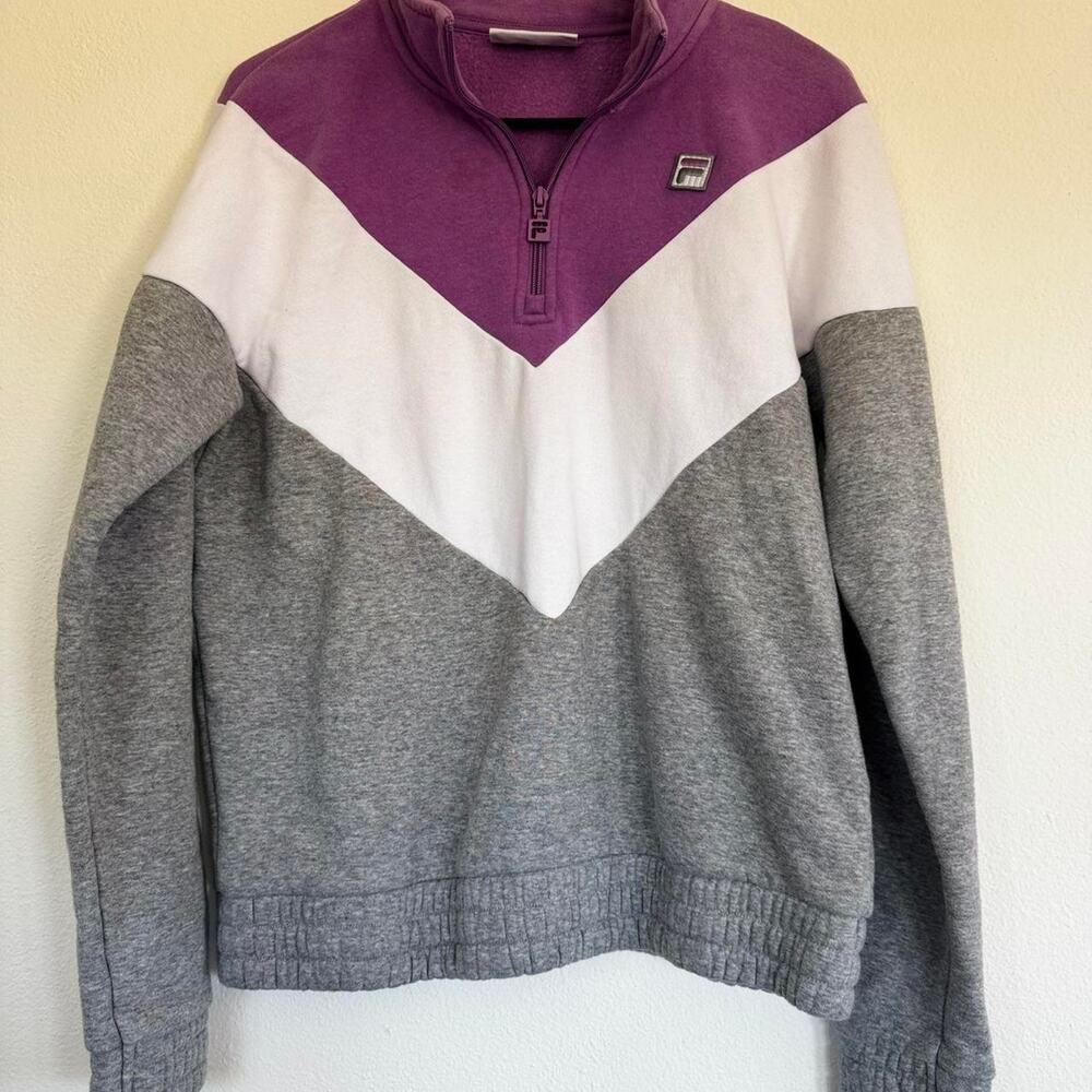 Fila purple and white quarter zip sweatshirt